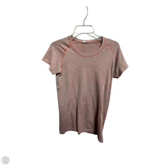 Athletic Top Short Sleeve By Lululemon In Pink, Size: 8