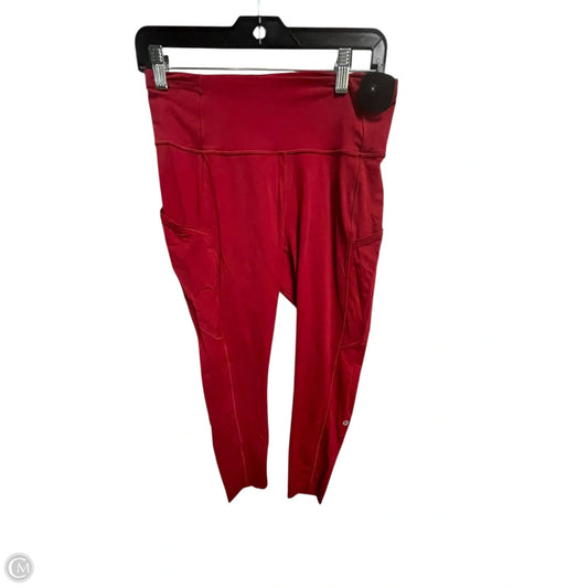 Athletic Leggings By Lululemon In Red, Size: 8