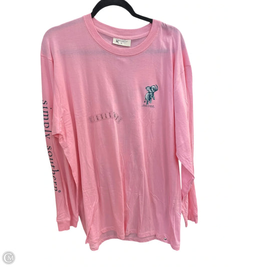 Top Long Sleeve Basic By Simply Southern In Pink, Size: Xl