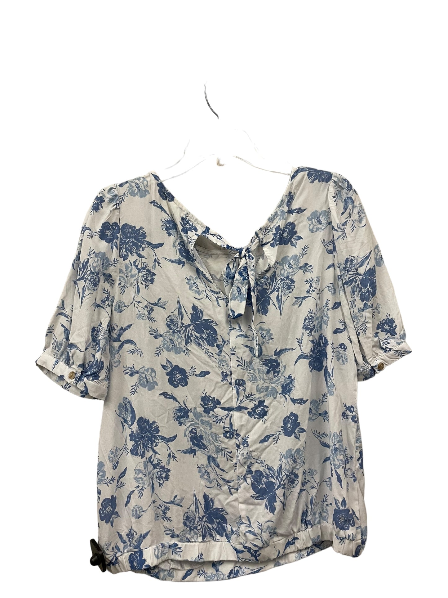 Top Short Sleeve By C And C In Blue & White, Size: M