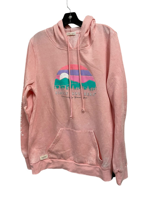 Sweatshirt Hoodie By Simply Southern In Pink, Size: L