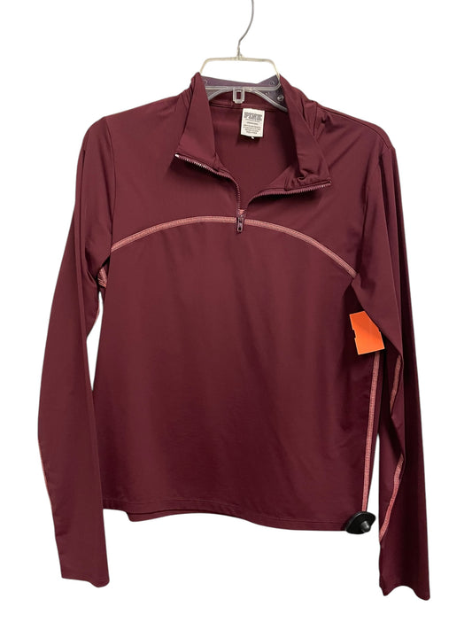 Athletic Top Long Sleeve Collar By Pink In Maroon, Size: L