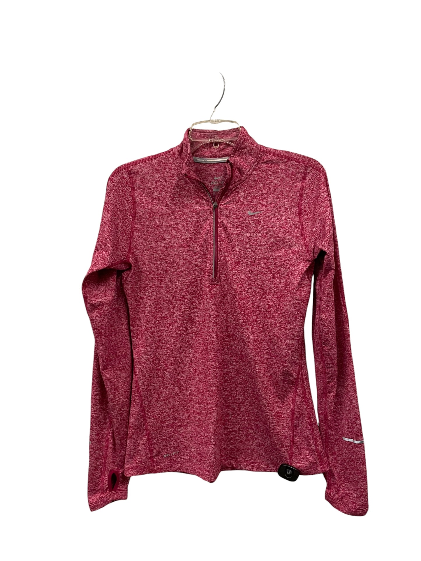 Athletic Top Long Sleeve Collar By Nike In Pink, Size: S