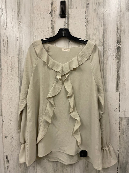 Top Long Sleeve By Oddi In Cream, Size: L