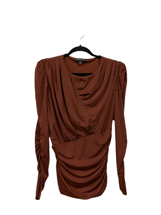 Top Long Sleeve By International Concepts In Brown, Size: L