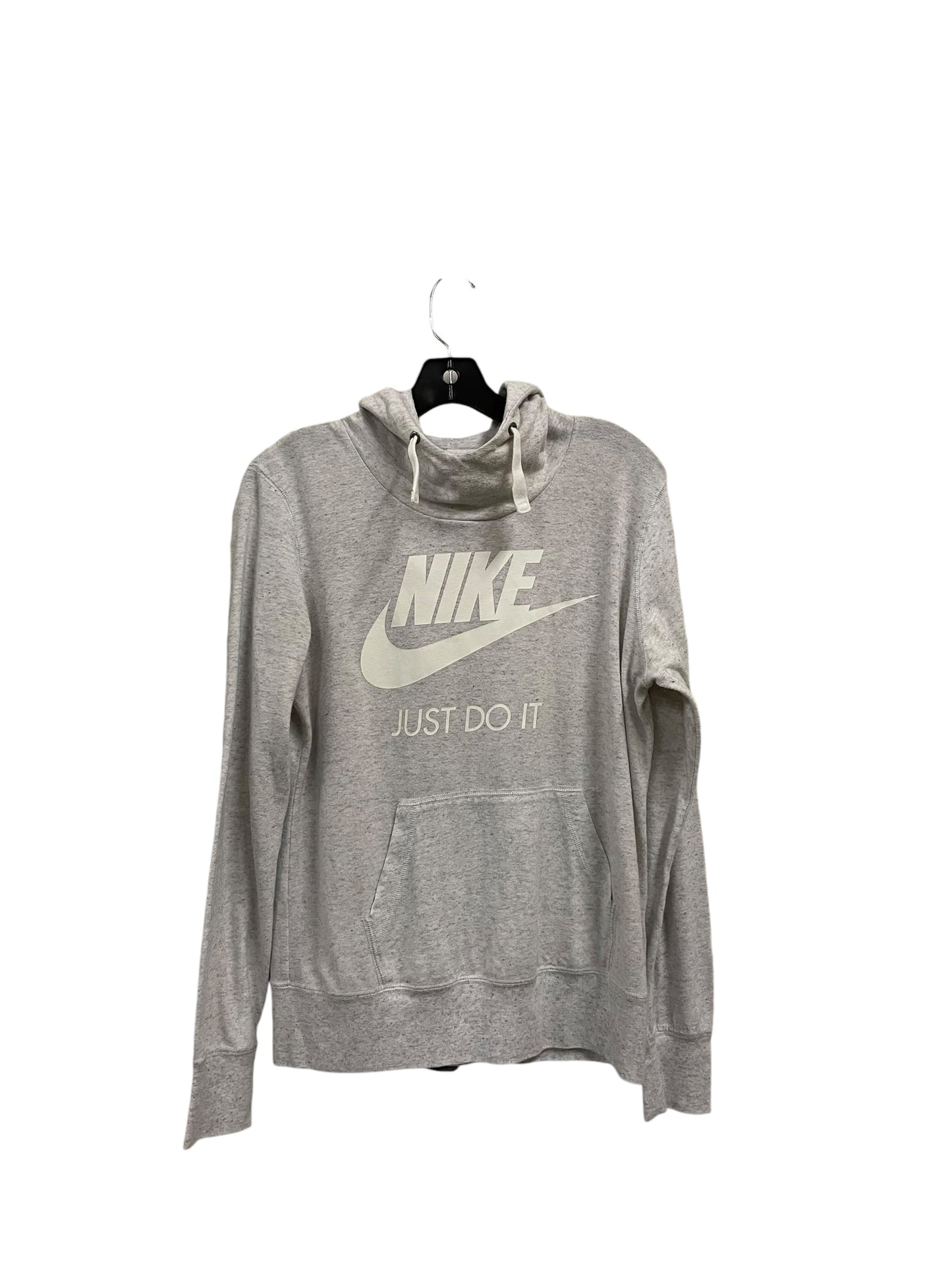 Athletic Top Long Sleeve Hoodie By Nike In Grey, Size: L