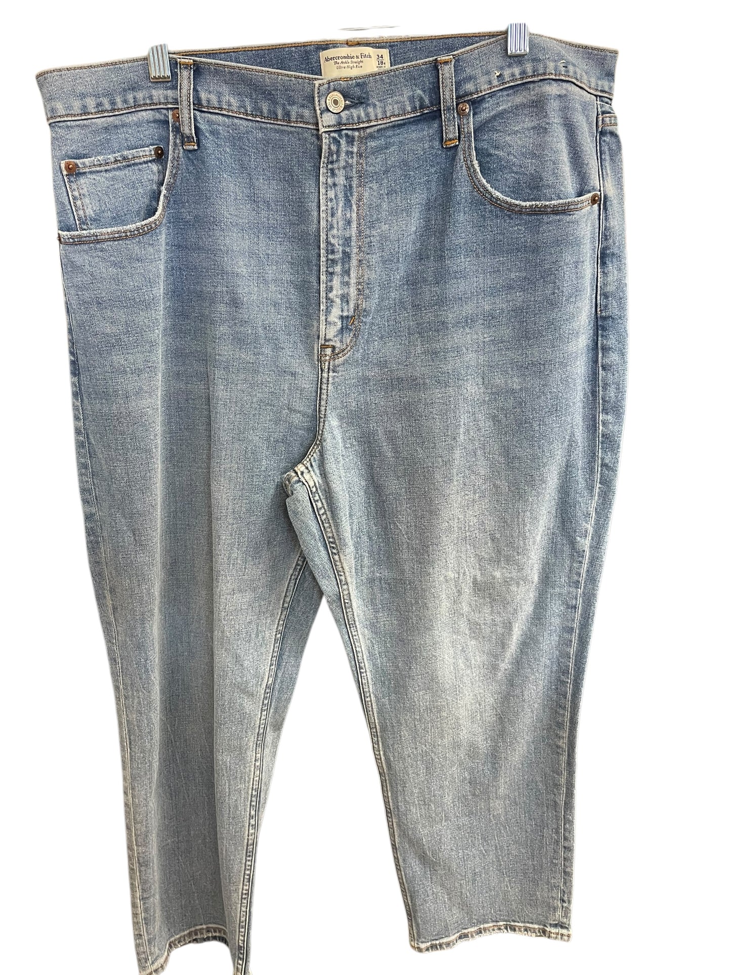 Jeans Straight By Abercrombie And Fitch In Blue Denim, Size: 18