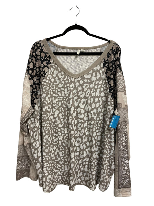 Top Long Sleeve By Cato In Animal Print, Size: 3x