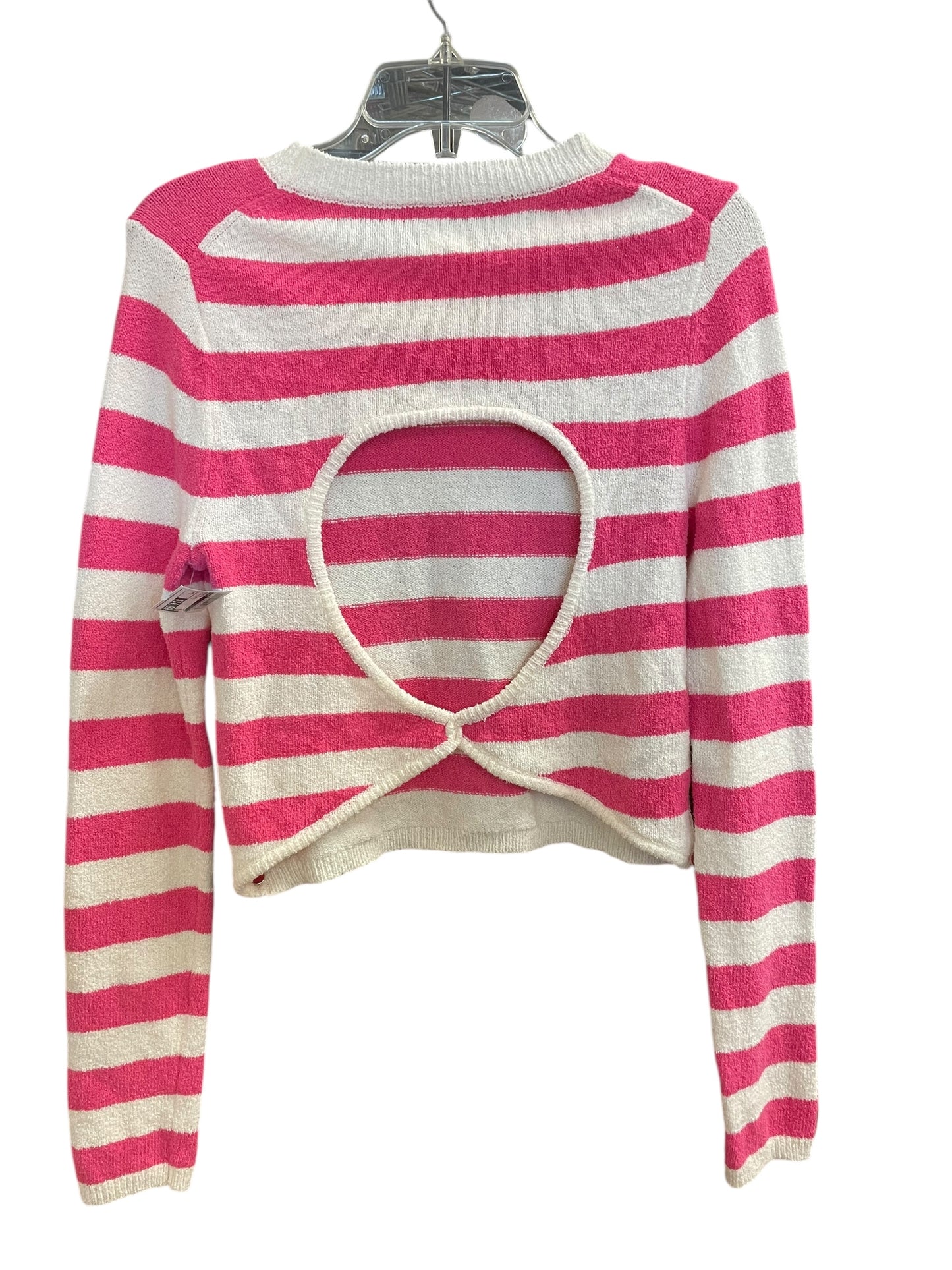 Sweater By Aerie In Pink & White, Size: L