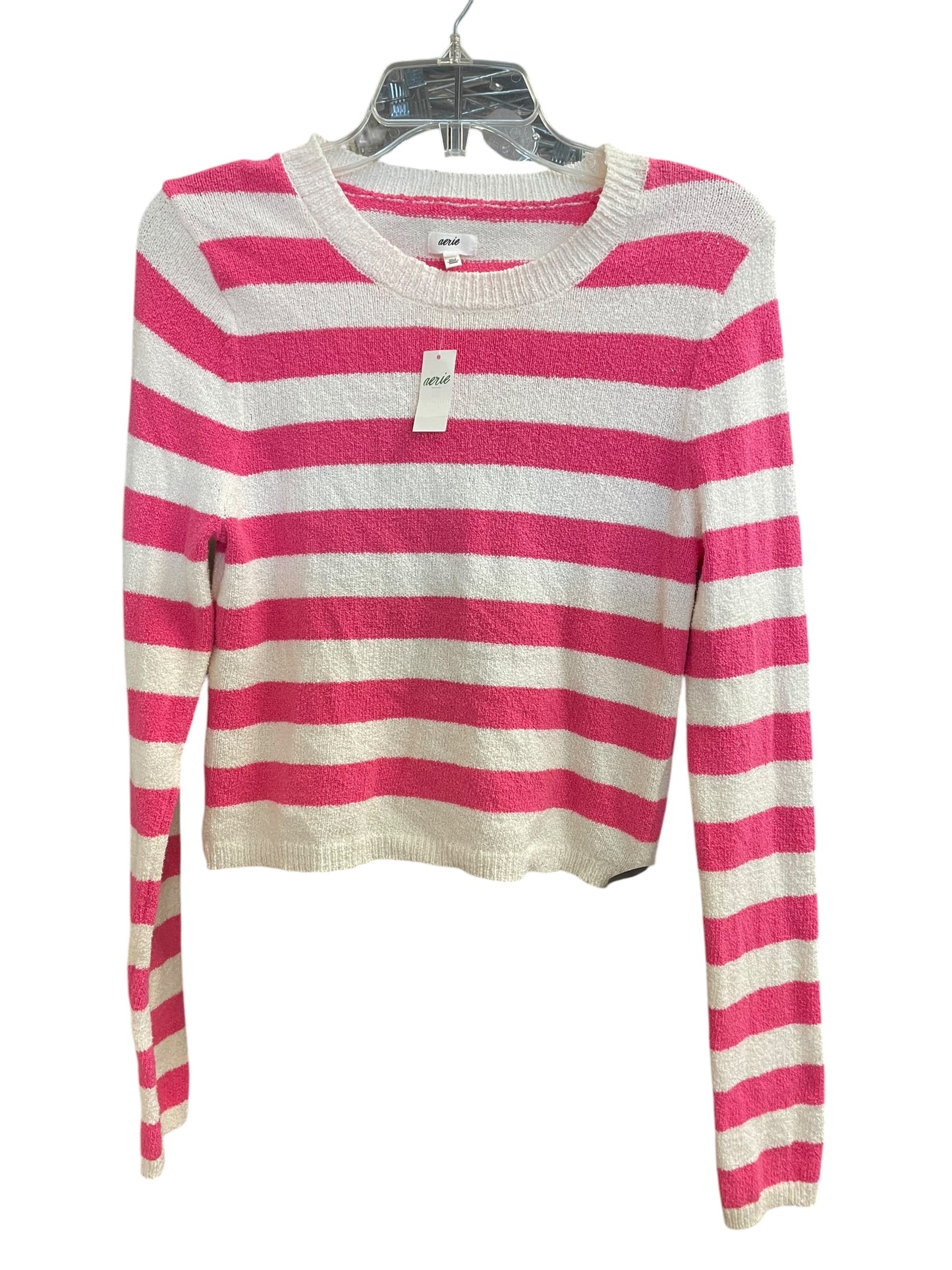 Sweater By Aerie In Pink & White, Size: L