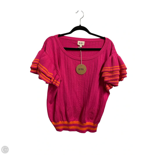 Top Short Sleeve By Bibi In Pink, Size: Xl