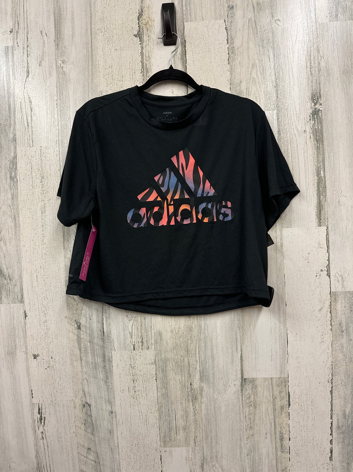 Black Athletic Top Short Sleeve Adidas, Size M