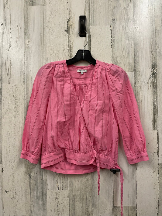 Top Long Sleeve By Madewell In Pink, Size: Xxs