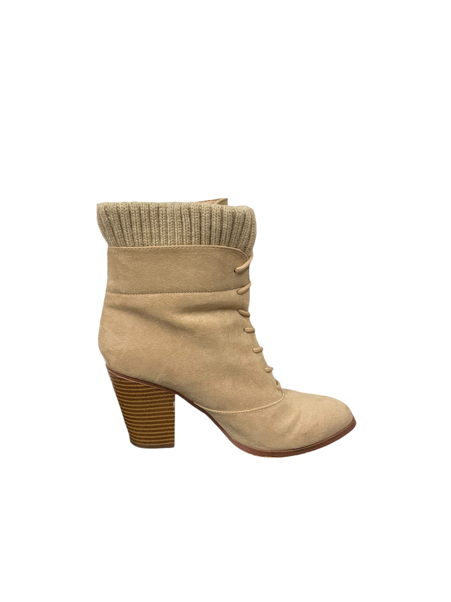 Boots Ankle Heels By Just Fab In Cream, Size: 7