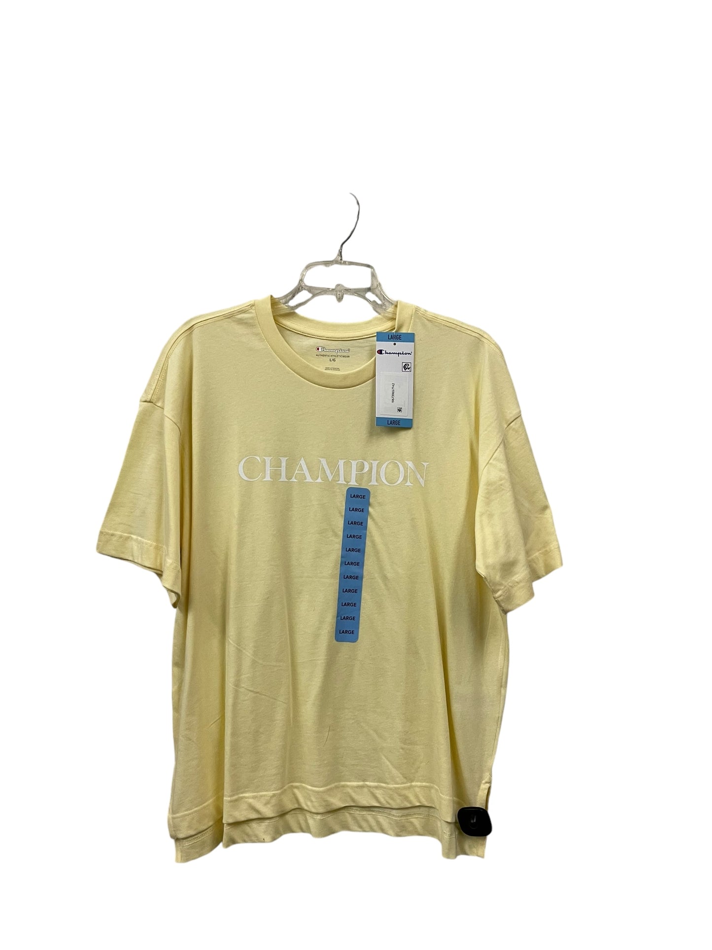 Athletic Top Short Sleeve By Champion In Yellow, Size: L