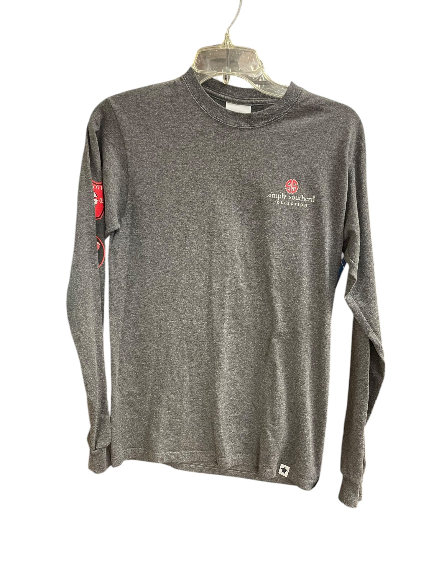 Top Long Sleeve By Simply Southern In Grey, Size: S