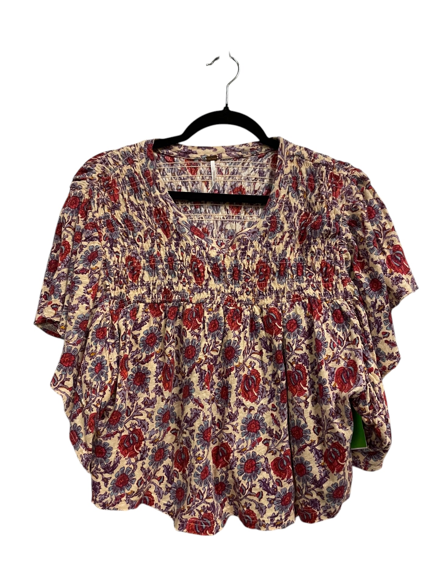 Top Short Sleeve By Free People In Floral Print, Size: M