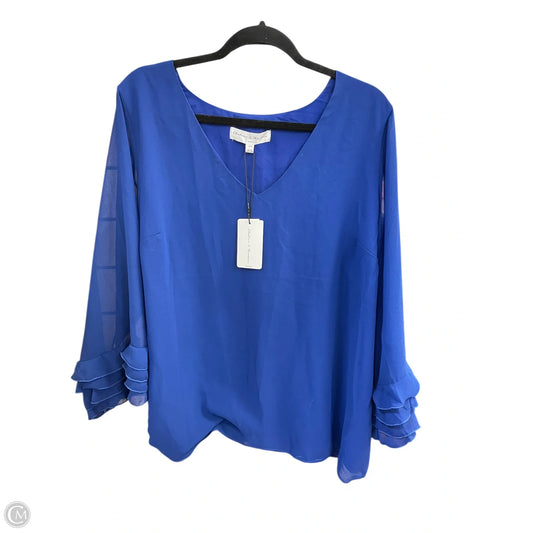 Top Long Sleeve By Chelsea And Theodore In Blue, Size: 1x