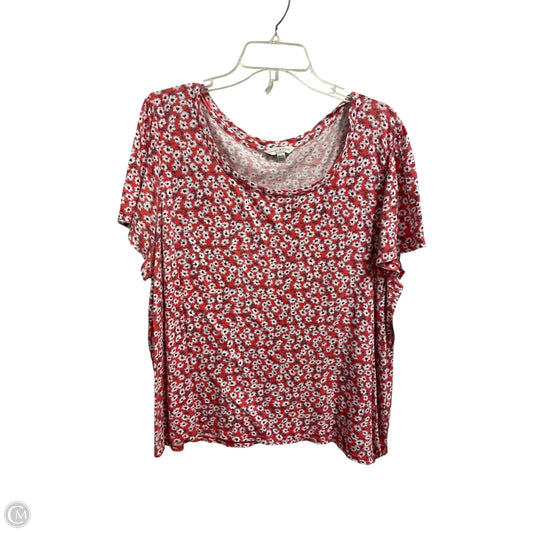 Top Short Sleeve By Lucky Brand In Floral Print, Size: 2x