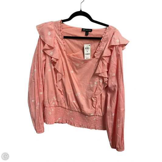 Top Long Sleeve By International Concepts In Pink, Size: 1x