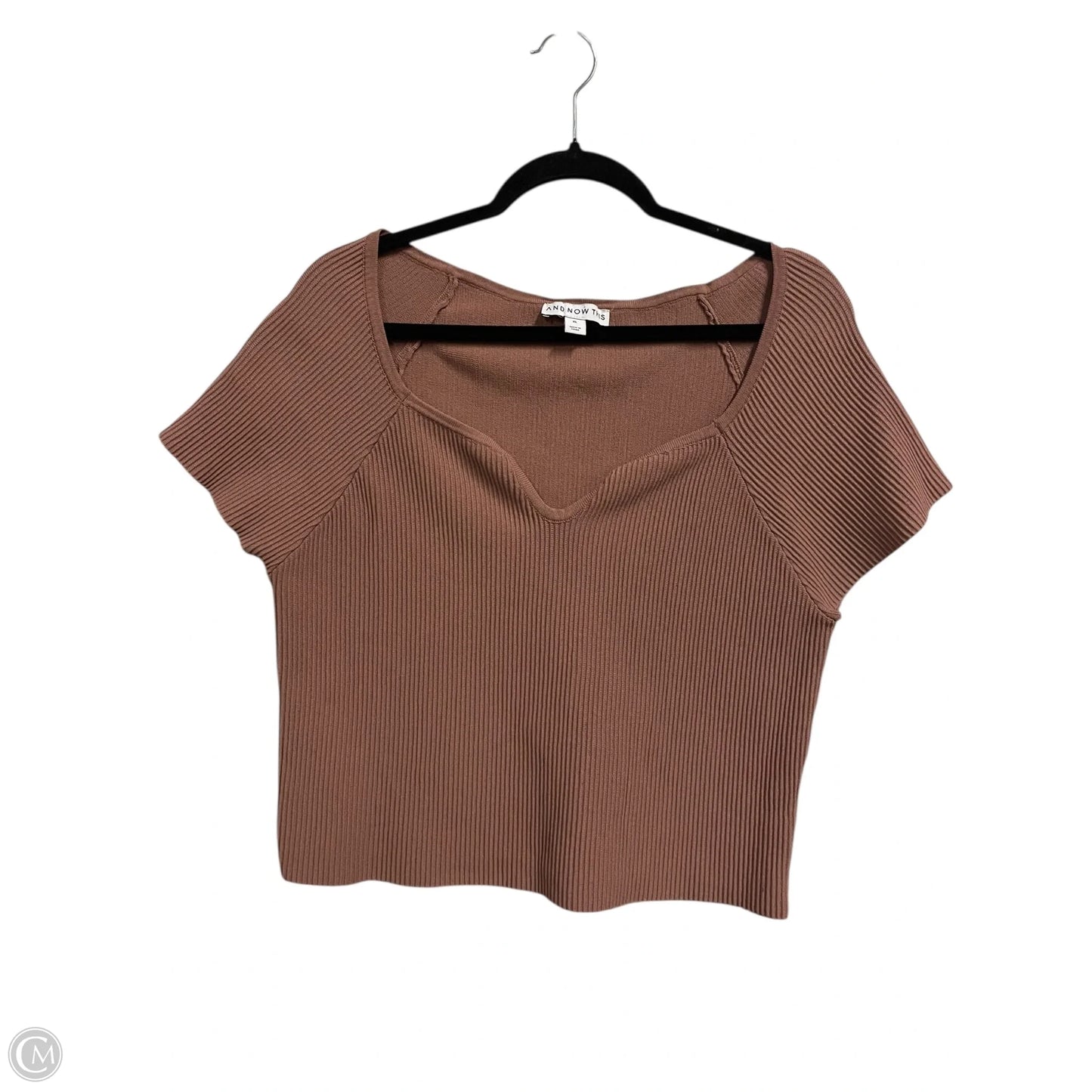 Top Short Sleeve Basic By Clothes Mentor In Tan, Size: Xl