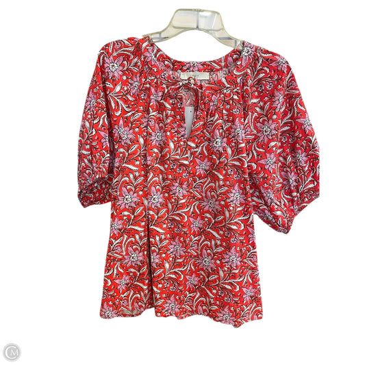 Top Short Sleeve By Loft In Red, Size: Xl