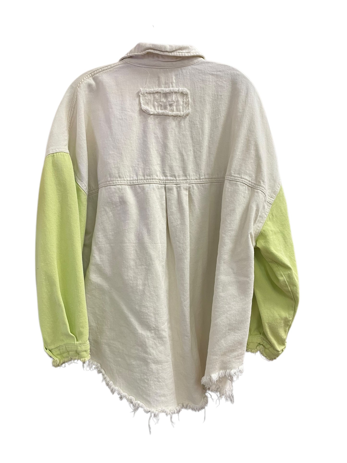 Top Long Sleeve By Pol In Cream & Green, Size: M