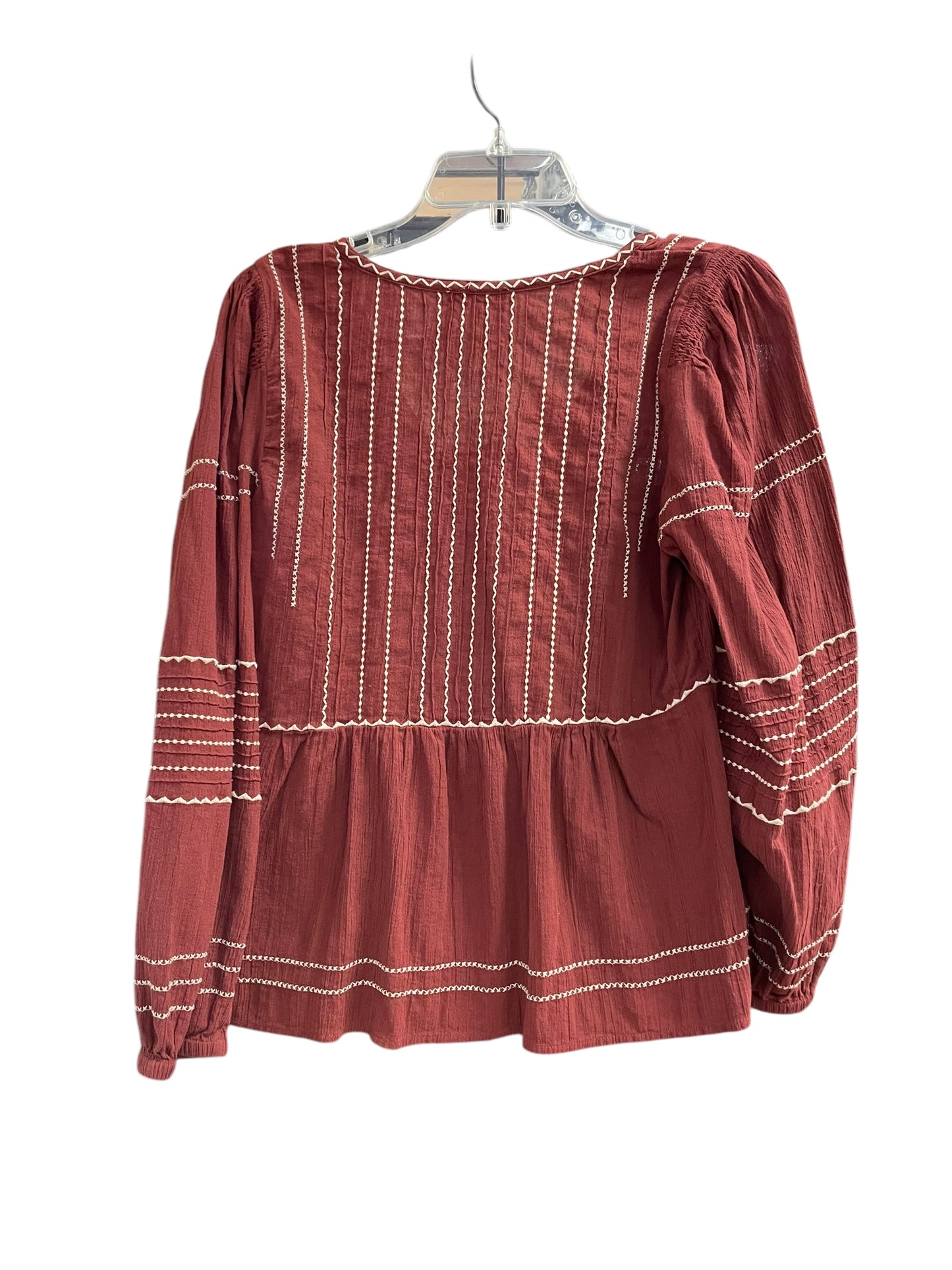 Top Long Sleeve By Madewell In Red, Size: M