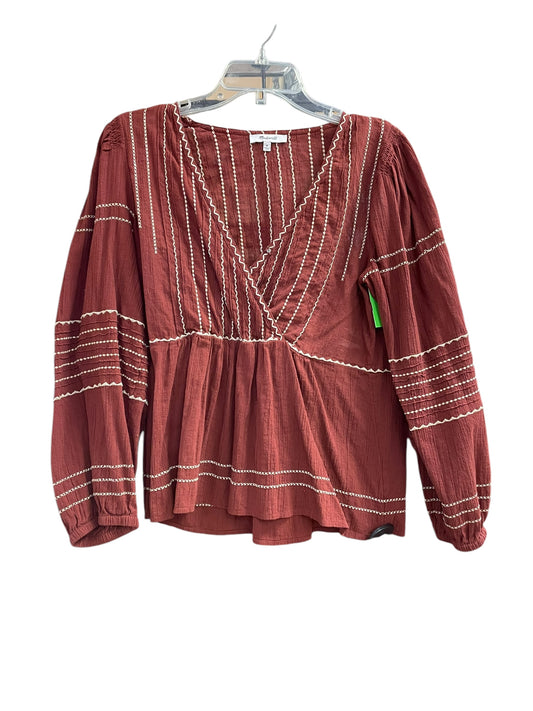 Top Long Sleeve By Madewell In Red, Size: M