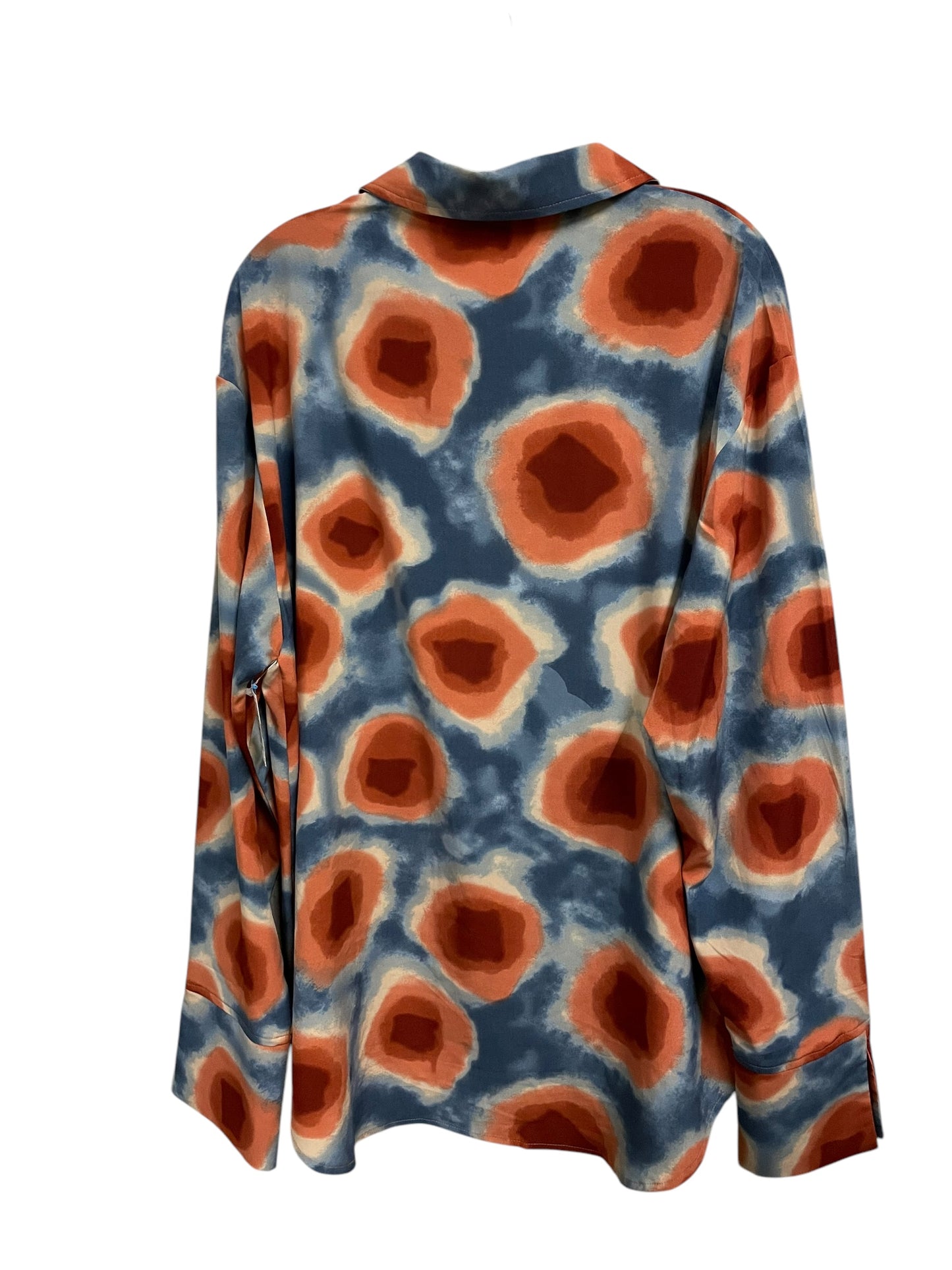 Top Long Sleeve By Nasty Gal In Blue & Orange, Size: 14