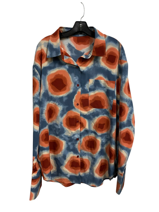 Top Long Sleeve By Nasty Gal In Blue & Orange, Size: 14