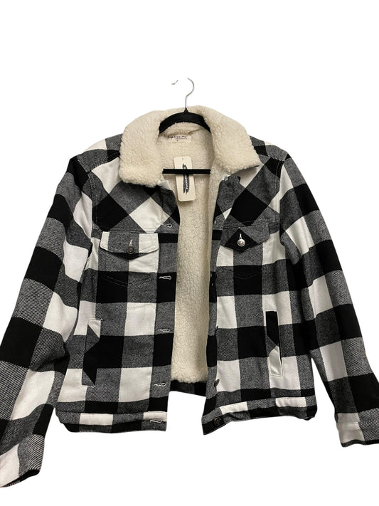 Jacket Faux Fur & Sherpa By Impressions In Plaid Pattern, Size: M