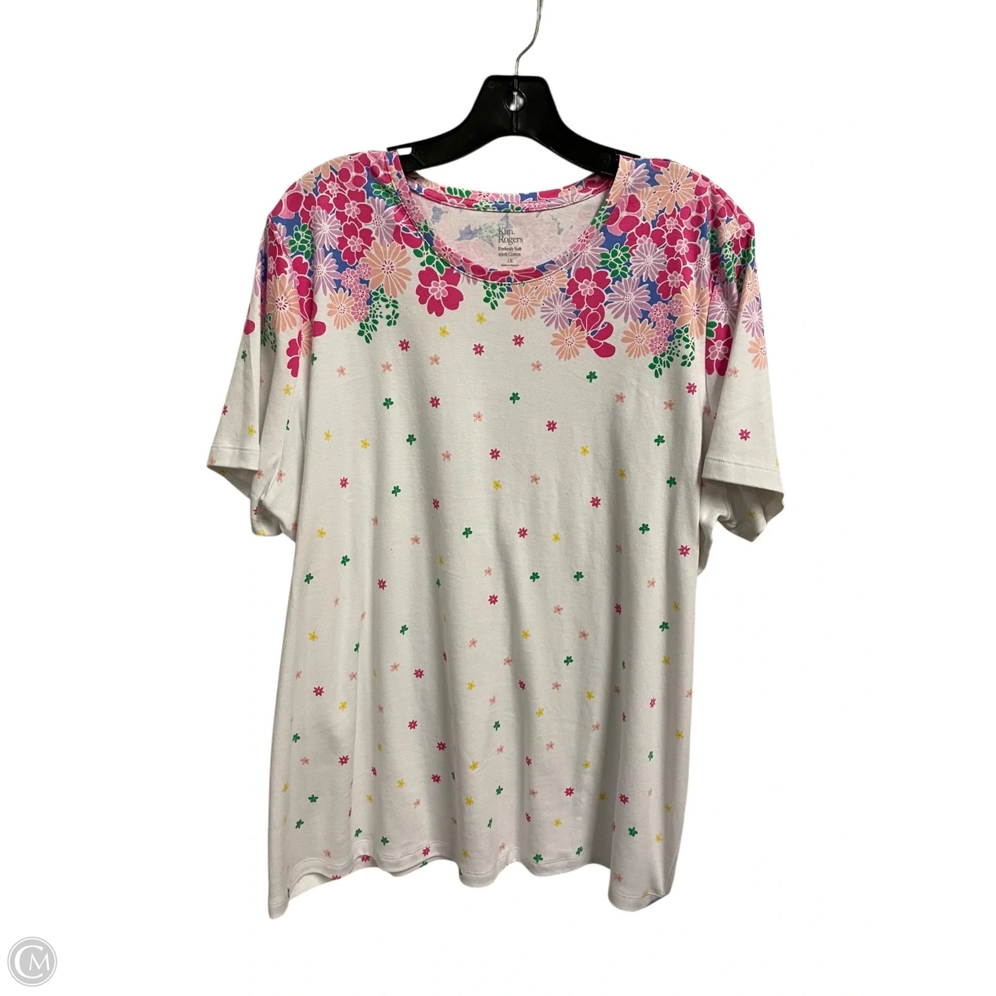 Top Short Sleeve Basic By Kim Rogers In White, Size: 1x