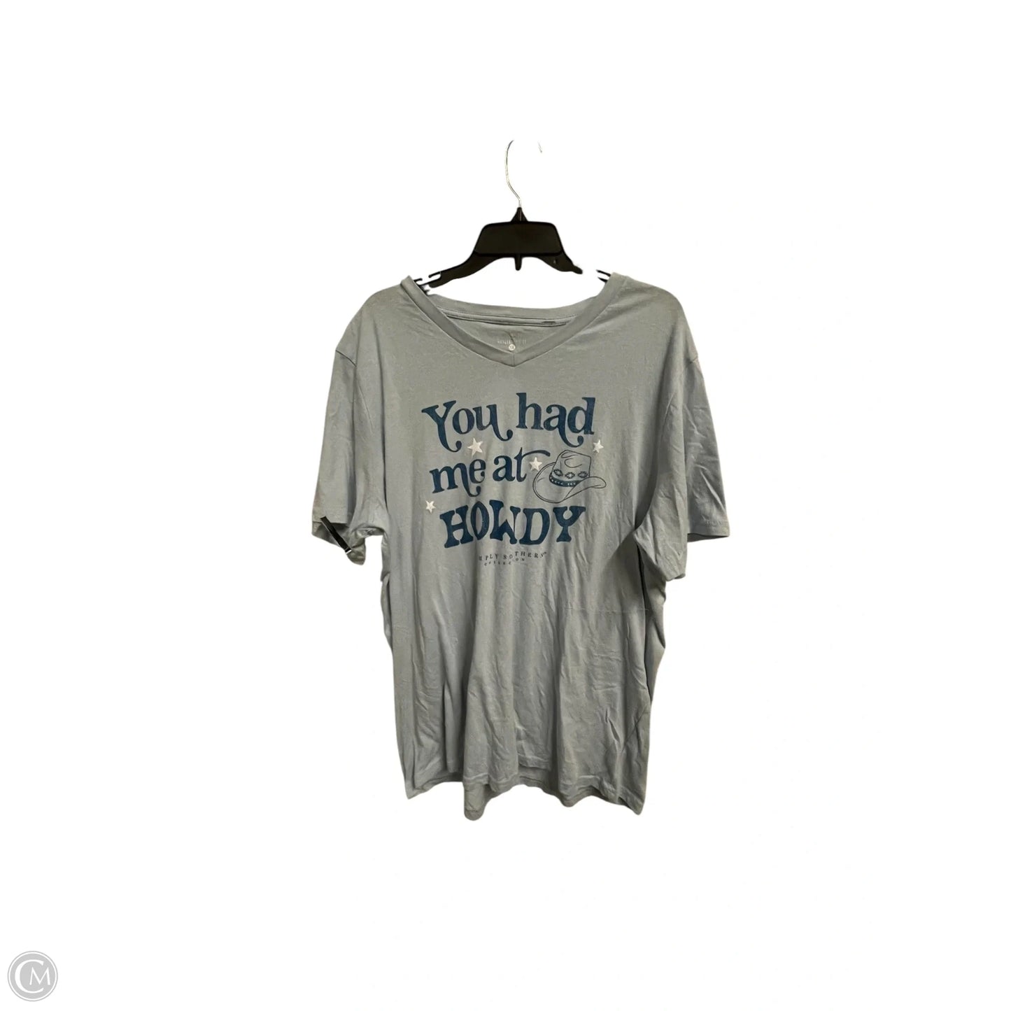 Top Short Sleeve By Simply Southern In Blue, Size: 2x