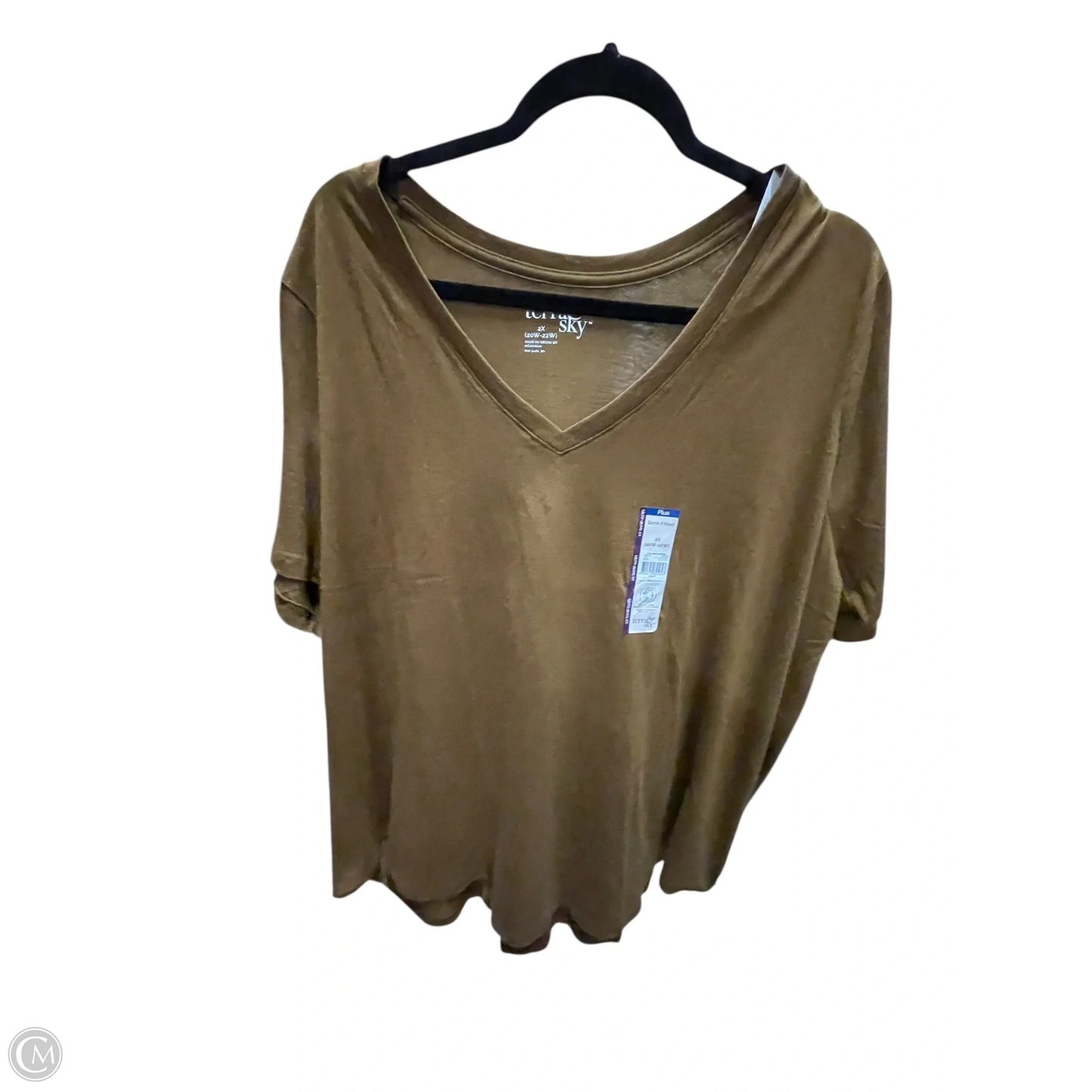 Top Short Sleeve By Terra & Sky In Brown, Size: 2x