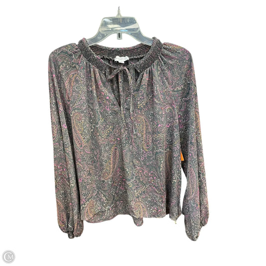 Top Long Sleeve By Evereve In Grey, Size: L