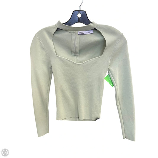 Top Long Sleeve By Zara In Green, Size: S