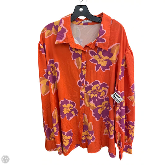 Top Long Sleeve By Clothes Mentor In Orange & Pink, Size: 24