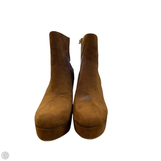 Boots Ankle Heels By Bamboo In Brown, Size: 9