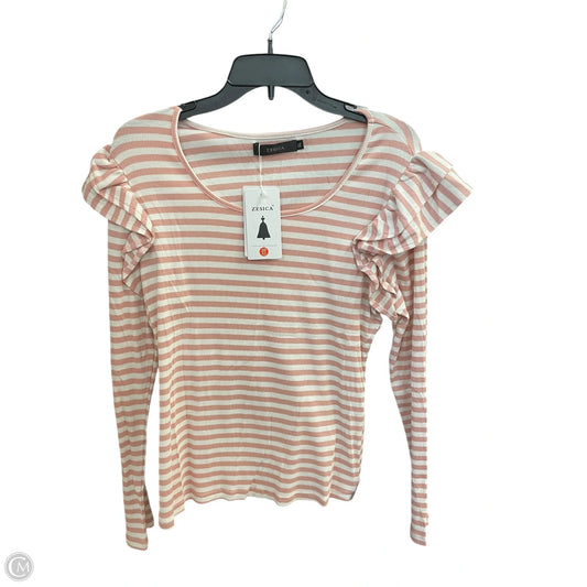 Top Long Sleeve By Clothes Mentor In Pink & White, Size: Xl