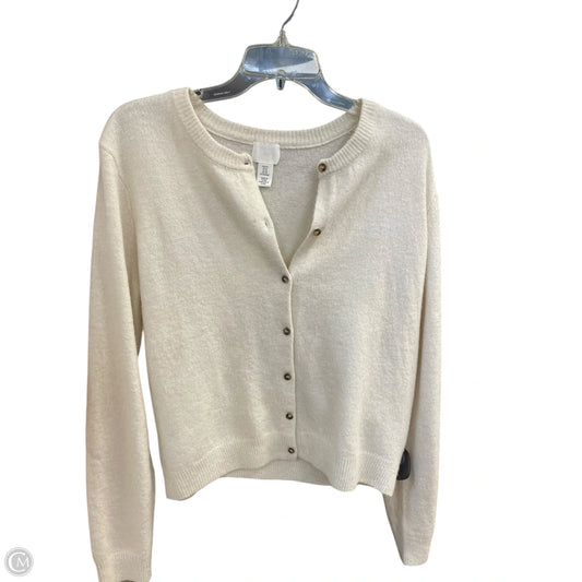 Sweater Cardigan By H&m In Cream, Size: Xl
