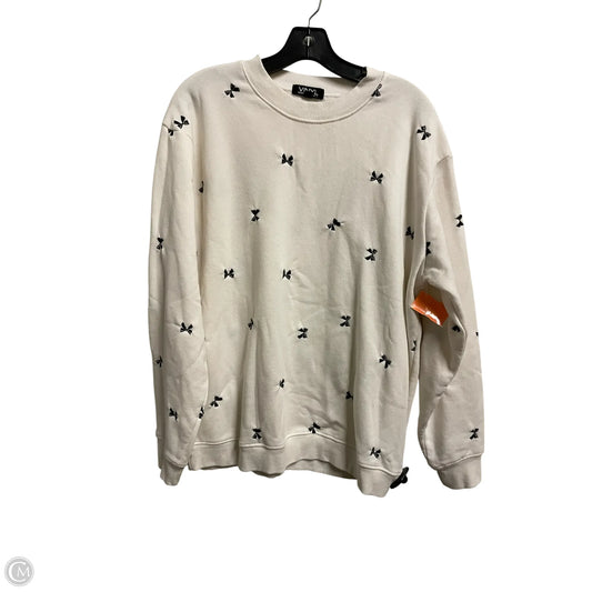 Sweatshirt Crewneck By Clothes Mentor In White, Size: L