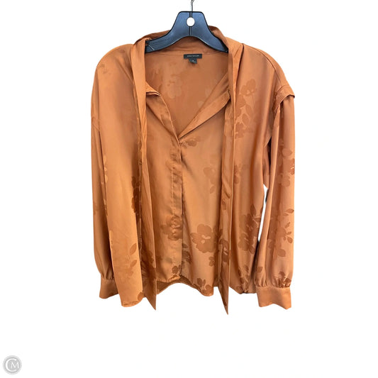 Top Long Sleeve Basic By Ann Taylor In Orange, Size: M