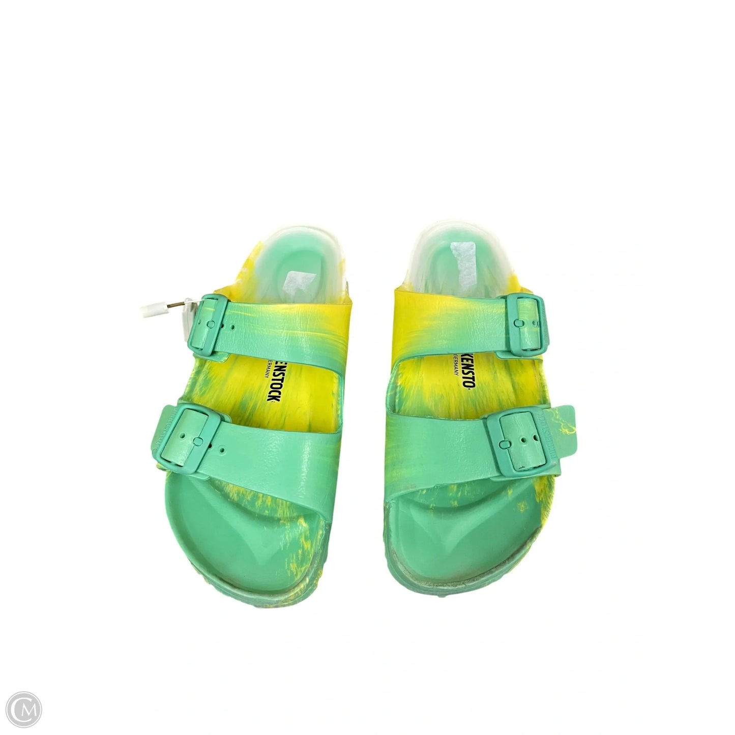 Shoes Flats By Birkenstock In Green & Yellow, Size: 9.5