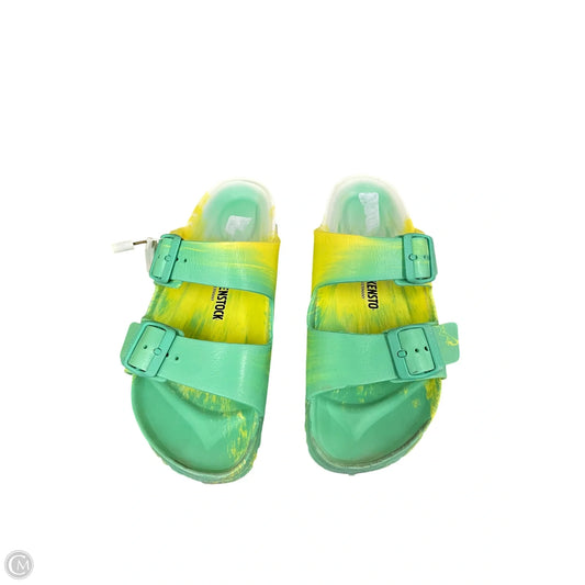 Shoes Flats By Birkenstock In Green & Yellow, Size: 9.5