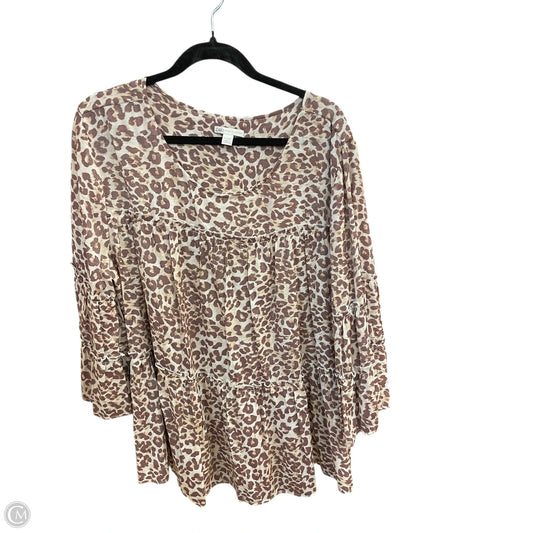 Top Long Sleeve By Cato In Animal Print, Size: 1x